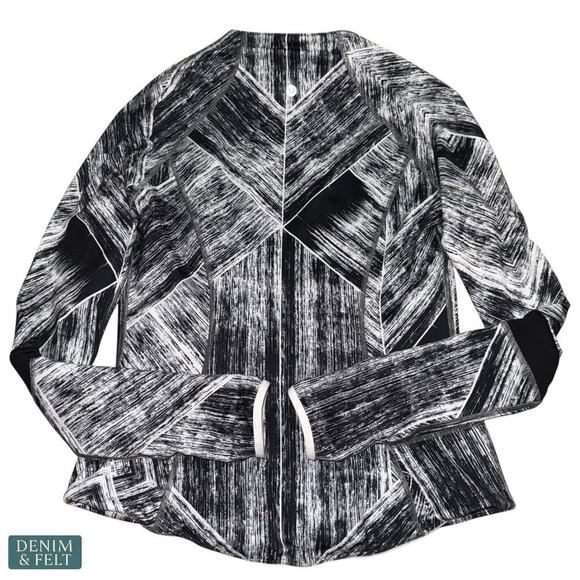 Lululemon Karmacollected Jacket Black White Brush Print Full Zip Size 4 - Picture 12 of 16